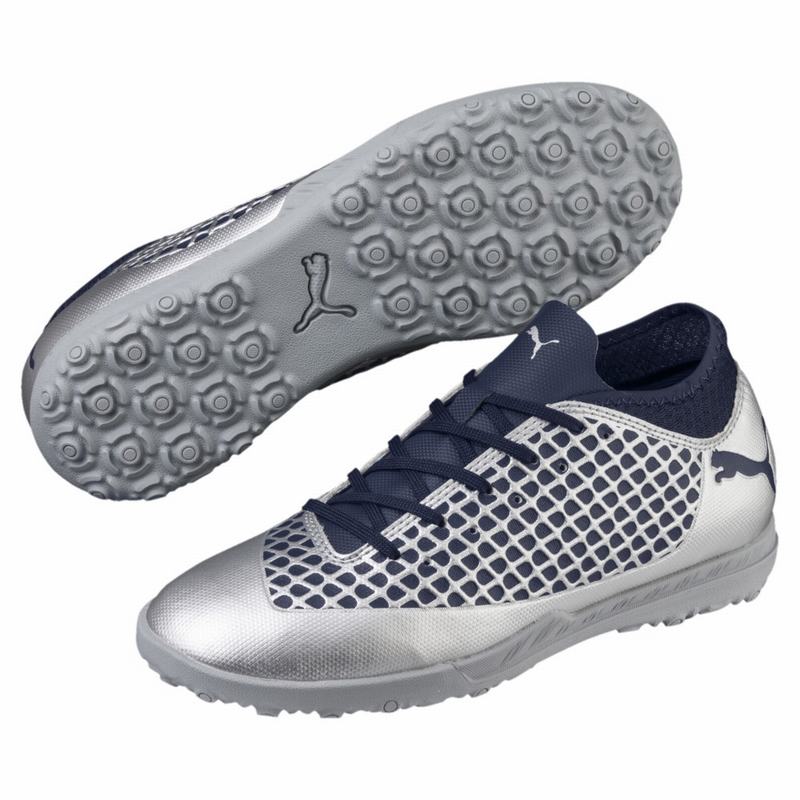 Chaussure de Foot Puma Future 2.4 Tt Garcon Argent/Bleu Marine Soldes 768PDBFH